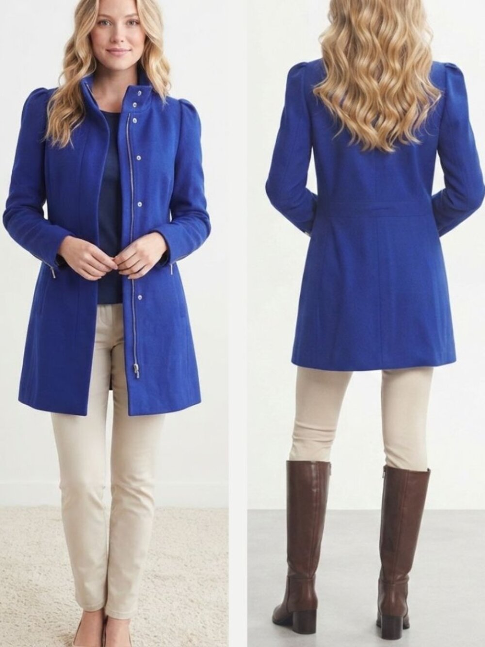 Banana Republic - Structured Wool City Coat 686057 | Cobalt Blue | Size Medium